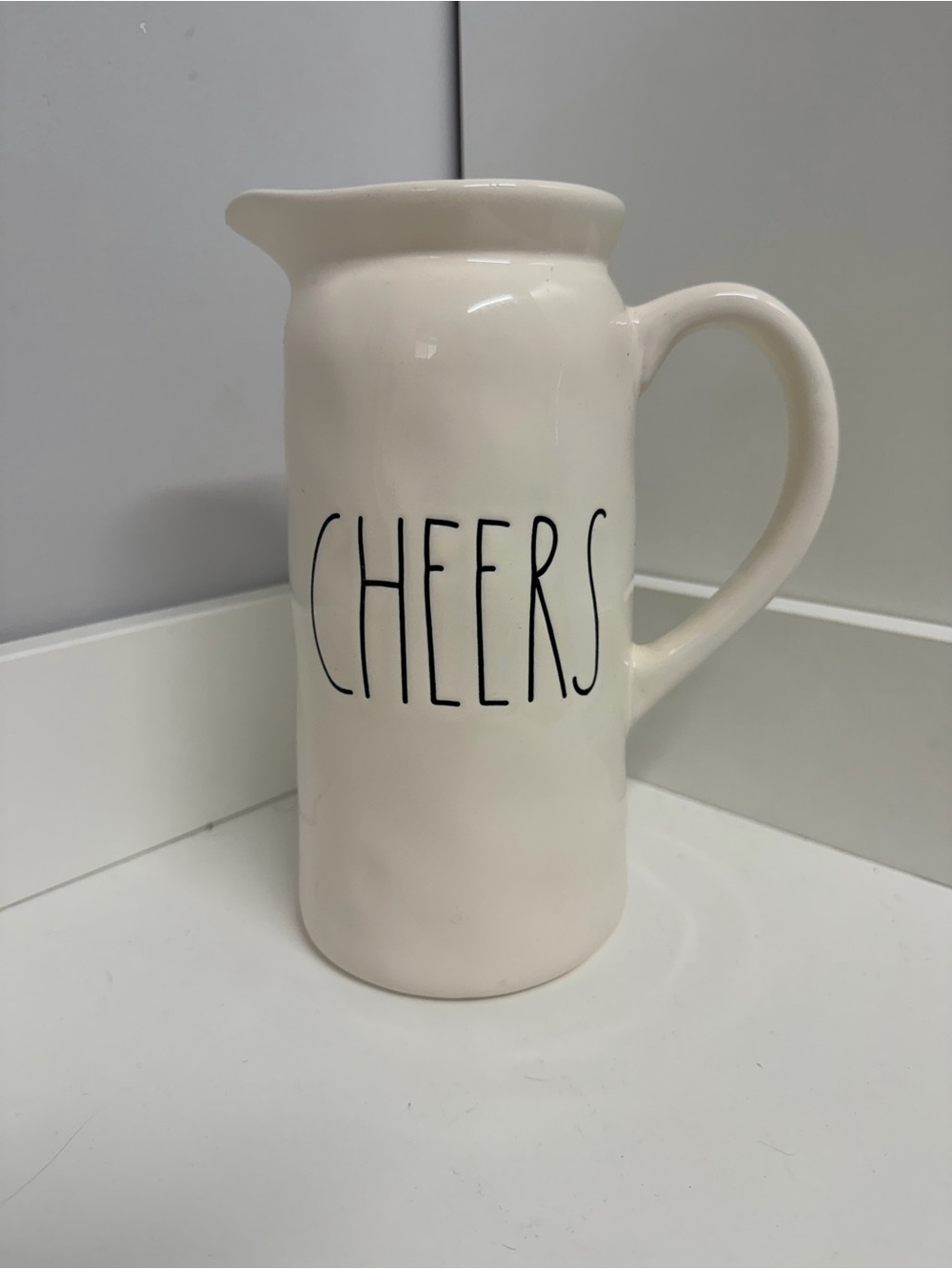 Rae Dunn White "CHEERS" Ceramic Pitcher